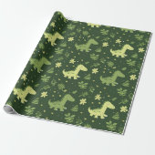 Papier Cadeau Dinosaure Motif vert Dino (Déroulé)