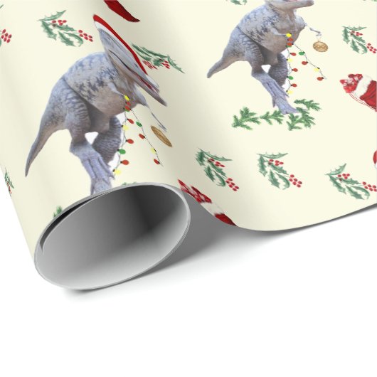 Papier Cadeau Dinosaure Papier à enveloppement de Noël Rouleau (Coin rond)