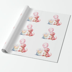 Papier Cadeau Dinosaure Peint Rouge Un A Saurus Anniversaire