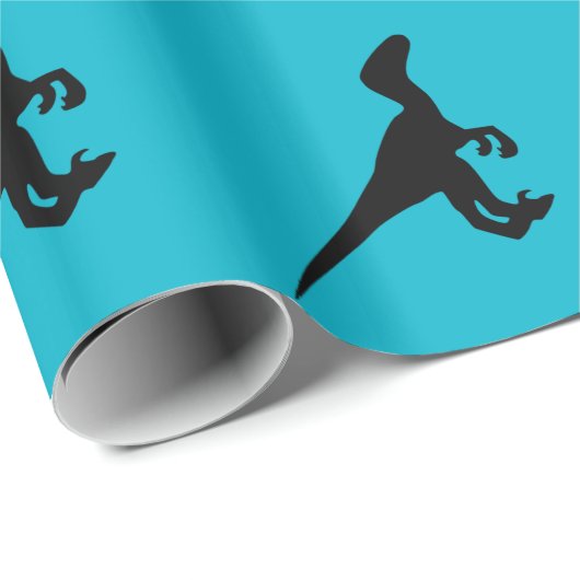 Papier Cadeau Dinosaure Raptor, conception de Dino (Coin rond)