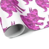 Papier Cadeau Dinosaure rose lumineux (Coin rond)