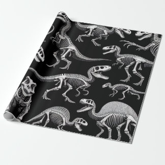 Papier Cadeau Dinosaure Skeletons Fossiles Bons Blancs