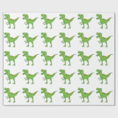 Papier Cadeau Dinosaure-T-Rex vert mignon (Plat)