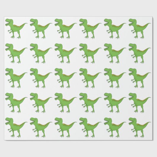 Papier Cadeau Dinosaure-T-Rex vert mignon (Plat)