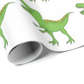 Papier Cadeau Dinosaure-T-Rex vert mignon (Coin rond)