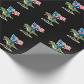 Papier Cadeau Dinosaure Trump Riding T Rex États-Unis Drapeau am (Coin)