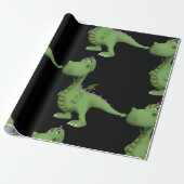 Papier Cadeau Dinosaure Vert (Déroulé)