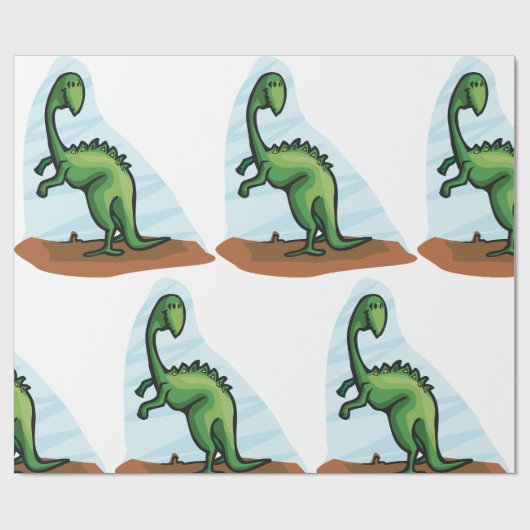 Papier Cadeau Dinosaure Vert (Plat)