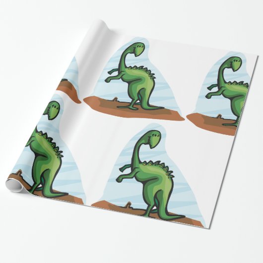 Papier Cadeau Dinosaure Vert (Déroulé)