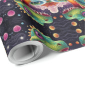 Papier Cadeau Dinosaures amusants dans l'espace & Dino Aventures (Coin rond)