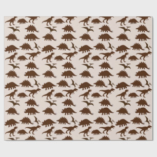 Papier Cadeau Dinosaures Bruns