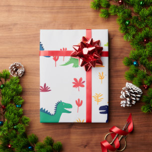 Papier Cadeau Dinosaures colorés mignon Motif