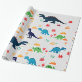 Papier Cadeau Dinosaures colorés mignon Motif (Déroulé)