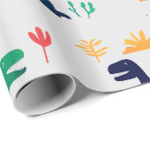 Papier Cadeau Dinosaures colorés mignon Motif (Coin rond)