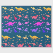 Papier Cadeau Dinosaures colorés mignon Motif (Plat)