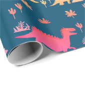 Papier Cadeau Dinosaures colorés mignon Motif (Coin rond)