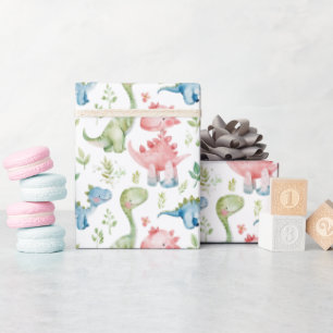 Papier Cadeau Dinosaures colorés mignons anniversaire de enfant
