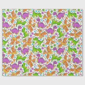 Papier Cadeau Dinosaures colorés pour enfants (Plat)