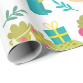 Papier Cadeau Dinosaures de Noël (Coin rond)