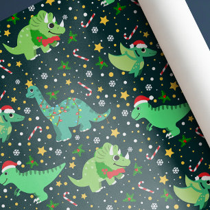 Papier Cadeau Dinosaures de Noël