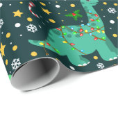 Papier Cadeau Dinosaures de Noël (Coin rond)