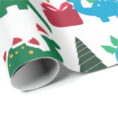 Papier Cadeau Dinosaures de Noël (Coin rond)
