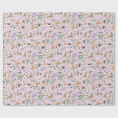 Papier Cadeau Dinosaures en rose (Plat)