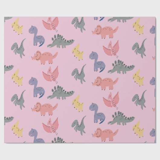 Papier Cadeau Dinosaures mignon main Drake fête d'anniversaire (Plat)