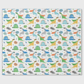 Papier Cadeau Dinosaures mignons avec masques et capuchons super (Plat)