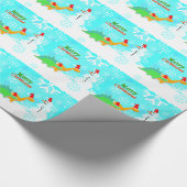 Papier Cadeau Dinosaures mignons de Joyeux Noël (Coin)