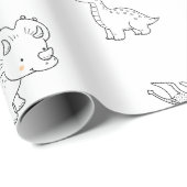 Papier Cadeau Dinosaures minimalistes pour bébés (Coin rond)