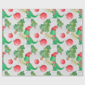Papier Cadeau Dinosaures motif de Noël (Plat)