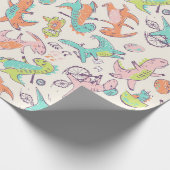 Papier Cadeau Dinosaures rose mignon Motif (Coin)