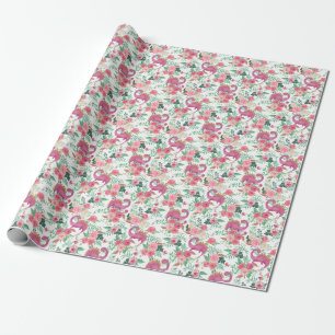 Papier Cadeau Dinosaures Vintage motif floral