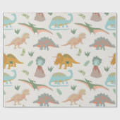 Papier Cadeau Dinosaurs Kids Hand Drawn Boho Dinosaur Pattern (Plat)
