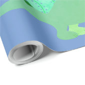 PAPIER CADEAU DINOSOAR AMUSANT DANS LE LIVRE BLEU KID'S WRAPPER (Coin rond)