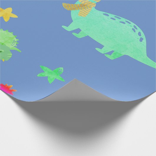 PAPIER CADEAU DINOSOAR AMUSANT DANS LE LIVRE BLEU KID'S WRAPPER (Coin)