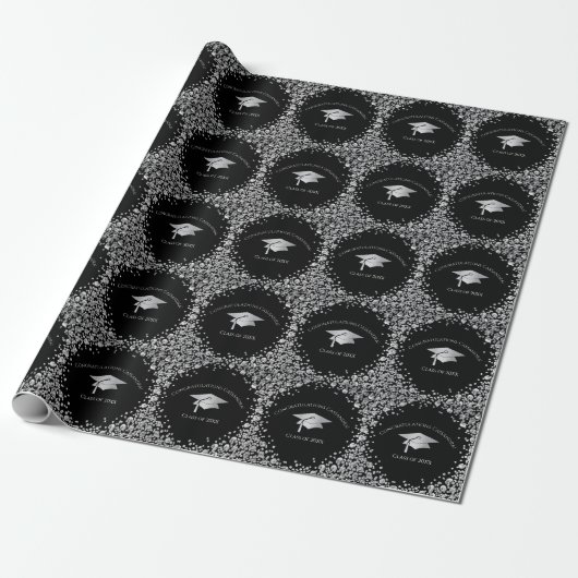 Papier Cadeau Diplômation Noir et Argent (Déroulé)