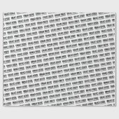 Papier Cadeau Diplômé année 2024 nom du diplômé noir blanc (Plat)