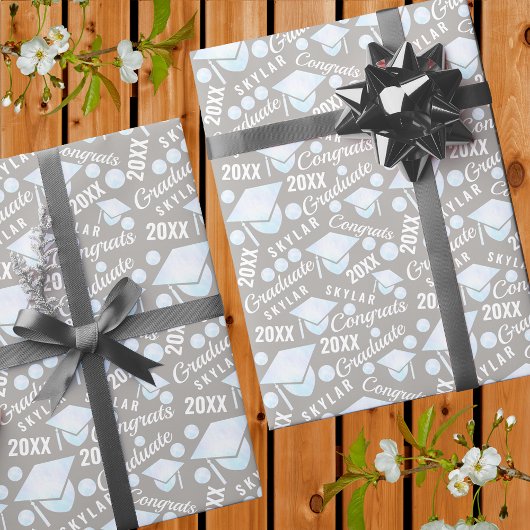 Papier Cadeau Diplôme Blanc Opal Chic Polka Dot Diplôme