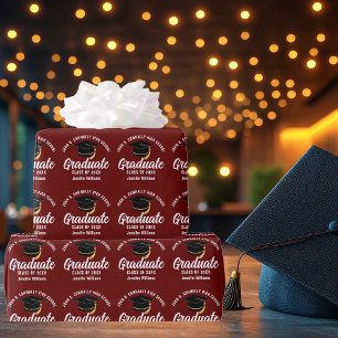 Papier Cadeau Diplômé Blanc Personnalisé 2026 Remise des diplôme