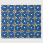 Papier Cadeau Diplômé Bleu et Or (Plat)