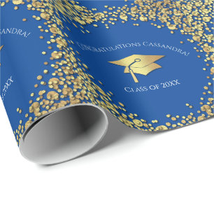 Papier Cadeau Diplômé Bleu et Or
