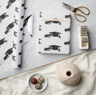 Papier Cadeau Diplôme de Casquette de deuxième cycle (noir)