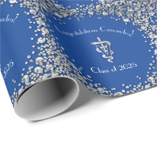 Papier Cadeau Diplôme de Vétérinaire Bleu Argenté