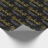 Papier Cadeau Diplômé Noir Blanc Or Nom de la graduation (Coin)