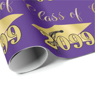 Papier Cadeau Diplômé Or Métallisé Violet Année de Promotion