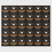Papier Cadeau Diplôme Orange Noir Personnalisable (Plat)