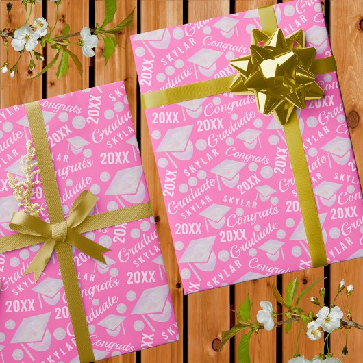 Papier Cadeau Diplômé Pink Opal Chic Polka Dot