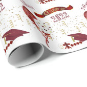 Papier Cadeau Diplôme rouge et or (Coin rond)